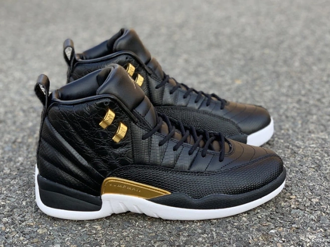 Rep TBK Retro AO6068-007 'Reptile' Black Air Gold-White Jordan 12 Metallic 0731